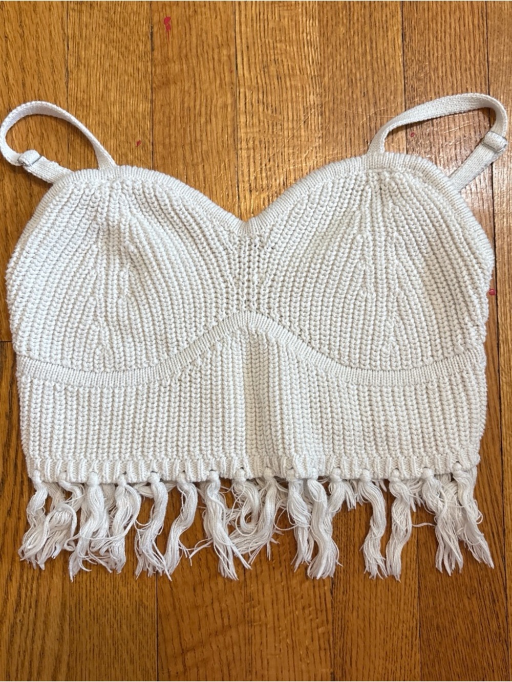 wild fable Cream Crochet Fringe Crop Top